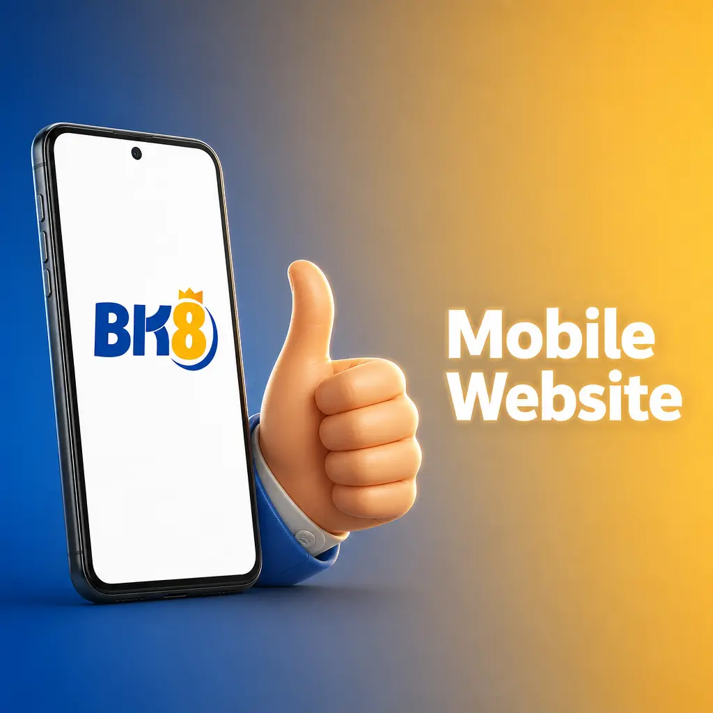 BK8 mobile website interface showing sportsbook, casino lobby, and bottom navigation bar for one-hand browser use.