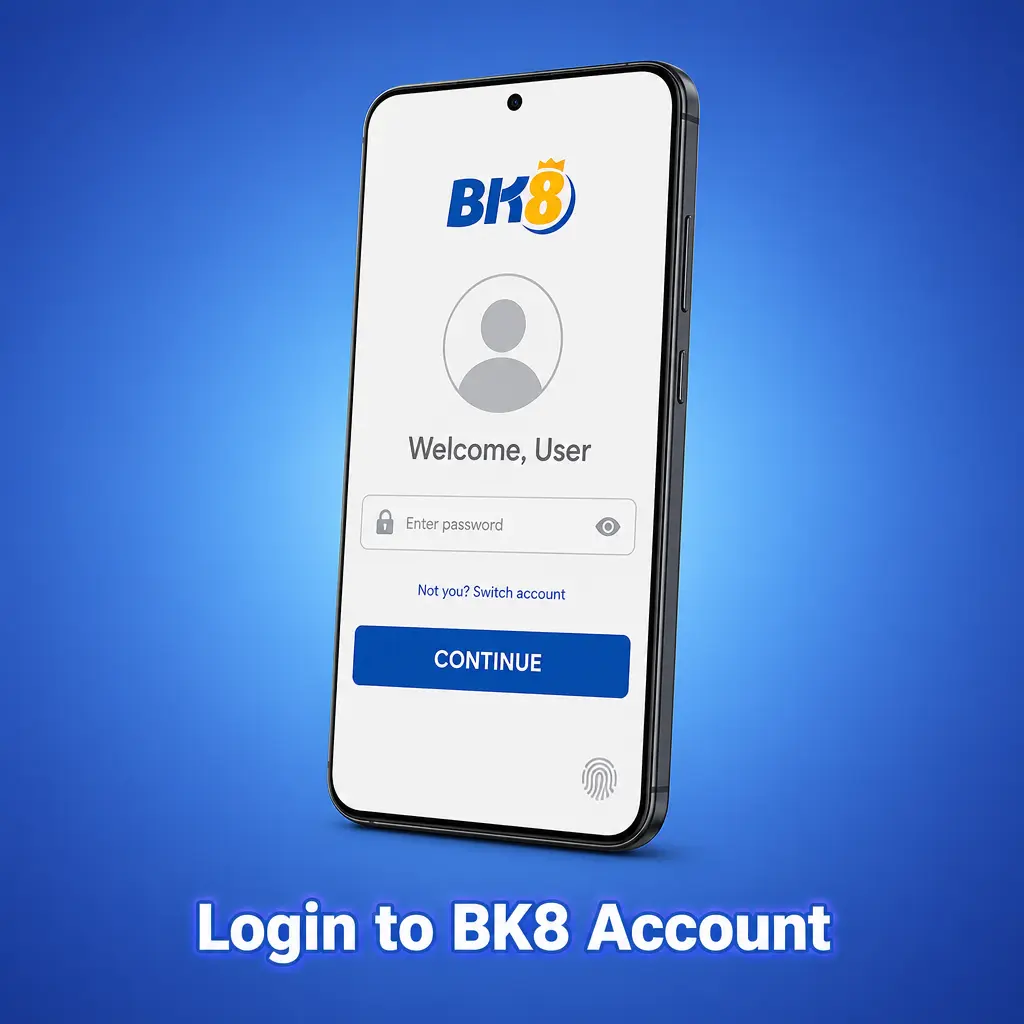 BK8 login page showing username, password, and OTP options for quick account access on web or app.