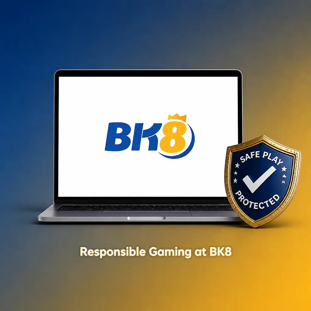 BK8 casino Responsible Gaming page showing deposit limits, session timers, self-exclusion options, and problem gambling support resources.